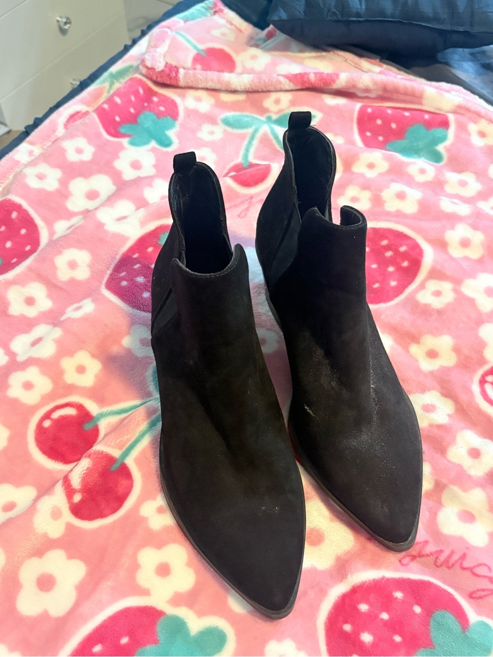 Target Black Suede Pointed Toe Chelsea Ankle Boots